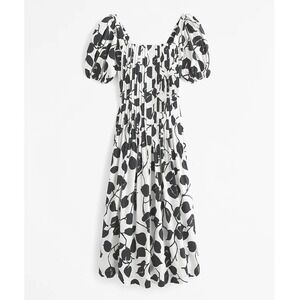 Abercrombie & Fitch Puff Sleeve Pleat Release Midi Dress